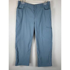 Eddie Bauer Womens Size 6 Tech Capri Pants Blue Cargo Zip Pockets Drawstring Hem